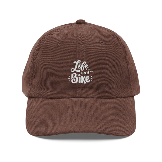 Life on a Bike Cord Cap – Unisex Fahrrad Basecap mit Stickerei – Retro Corduroy Hat