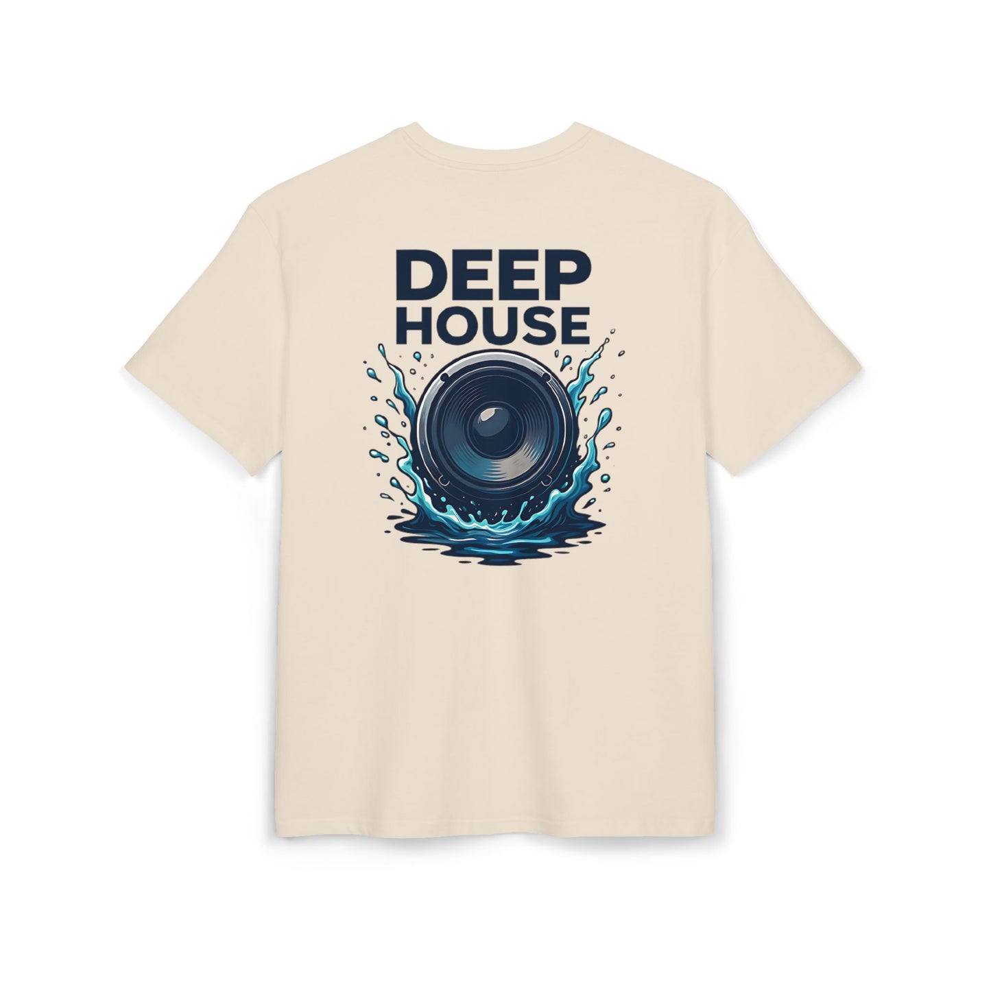 Deep House T-Shirt (Rückenprint) – Stylisches EDM Shirt mit Lautsprecher & Wasser Splash Motiv – Unisex Festival & Clubwear