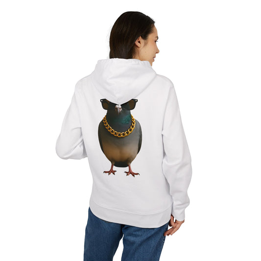 Gangster Taube Hoodie (Rückenprint) – Lustiger Streetstyle Kapuzenpullover mit Vogel Motiv – Oversize Unisex Hoodie für Herren & Damen