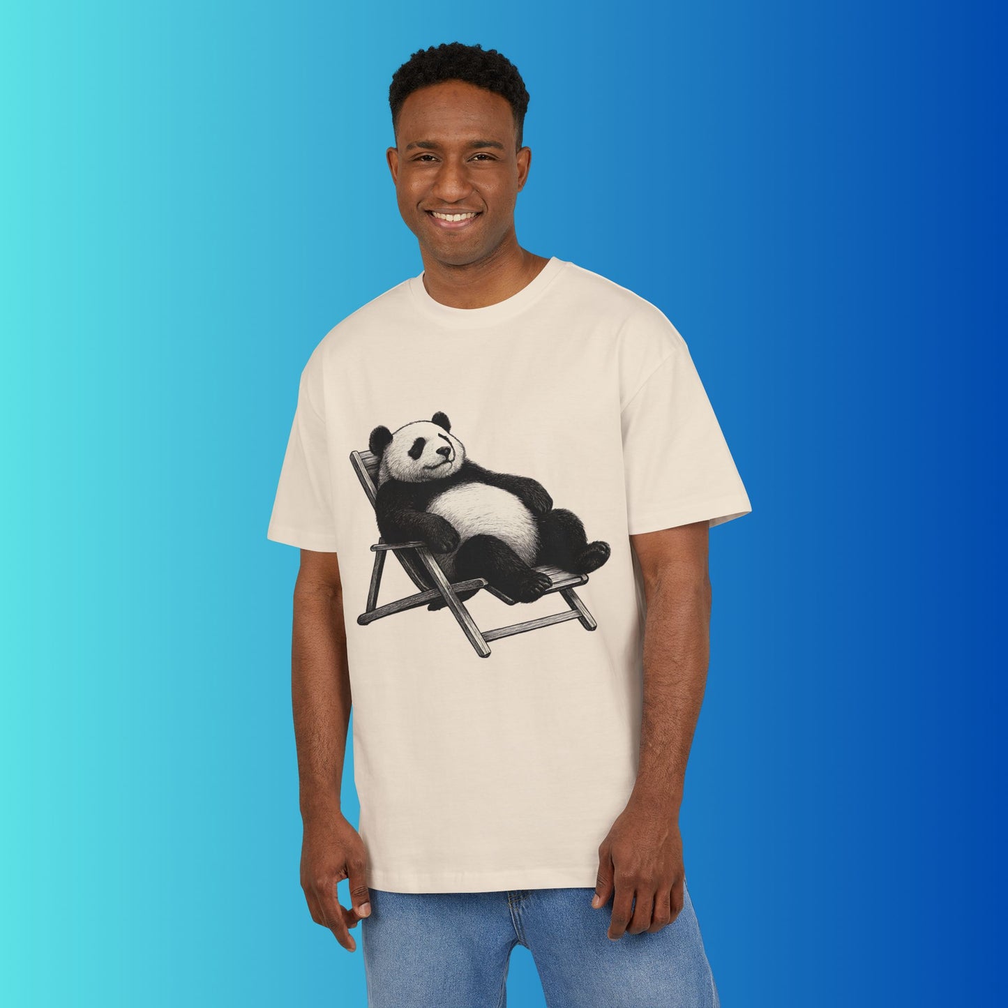 Chillender Panda (Brustprint) – Cooles Tiermotiv | Unisex Funshirt