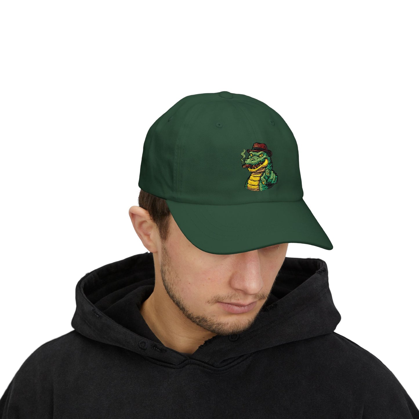 Gangster Alligator Cap – Coole Unisex Baseballcap mit Krokodil, Zigarre & Comic Design
