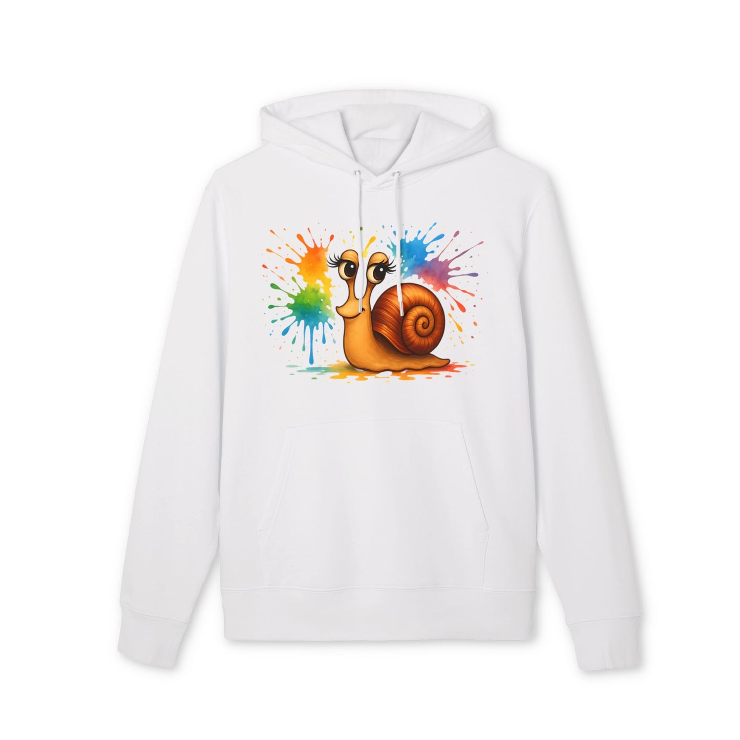 Bunter Schnecken Hoodie (Brustprint) – Lustiger Unisex Kapuzenpullover mit Farbklecks-Design für Kreative & Tierfreunde
