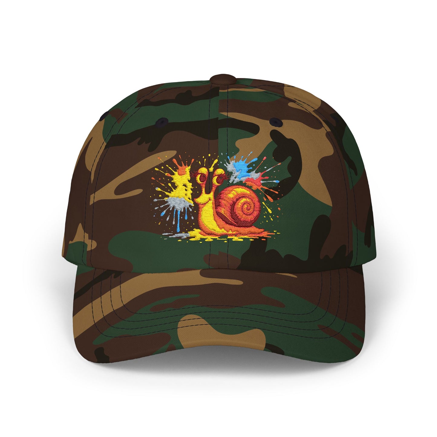 Schnecken Cap – Lustige Unisex Kappe mit buntem Farbklecks-Motiv für Alltag, Festivals & Streetwear