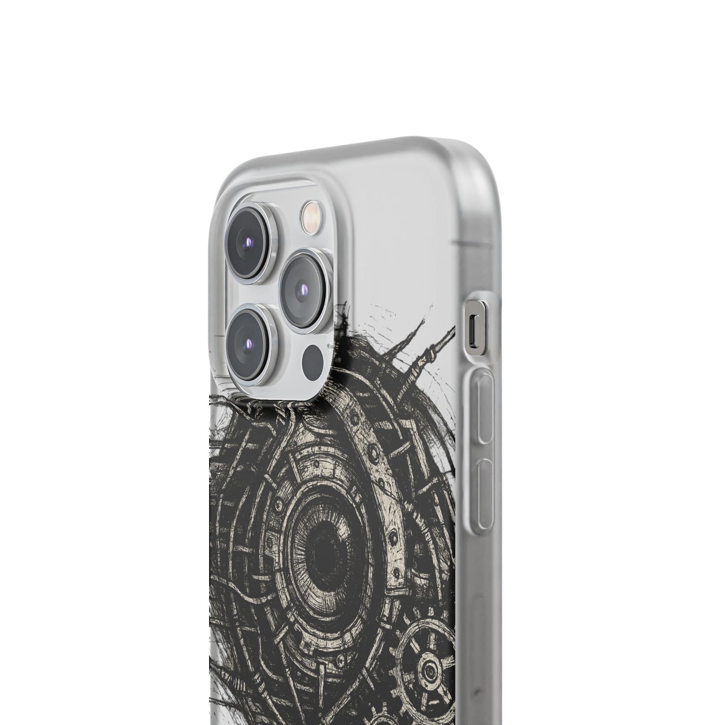 Biomechanisches Auge Handyhülle – Futuristisches Cyberpunk Design mit Zahnrädern & Kabeln | Schutzhülle für iPhone & Android