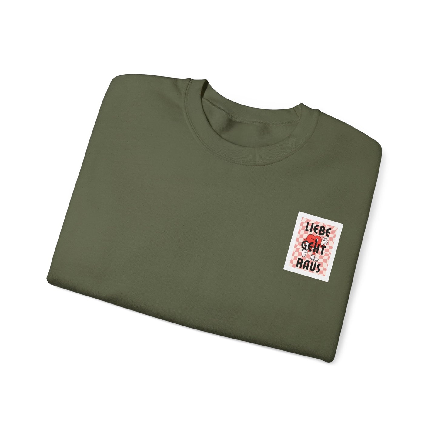LIEBE GEHT RAUS - Unisex Sweatshirt mit Statement Liebe Geht Raus - Bequemer Pullover mit Herz-Motiv, Nachhaltig in Deutschland Gefertigt