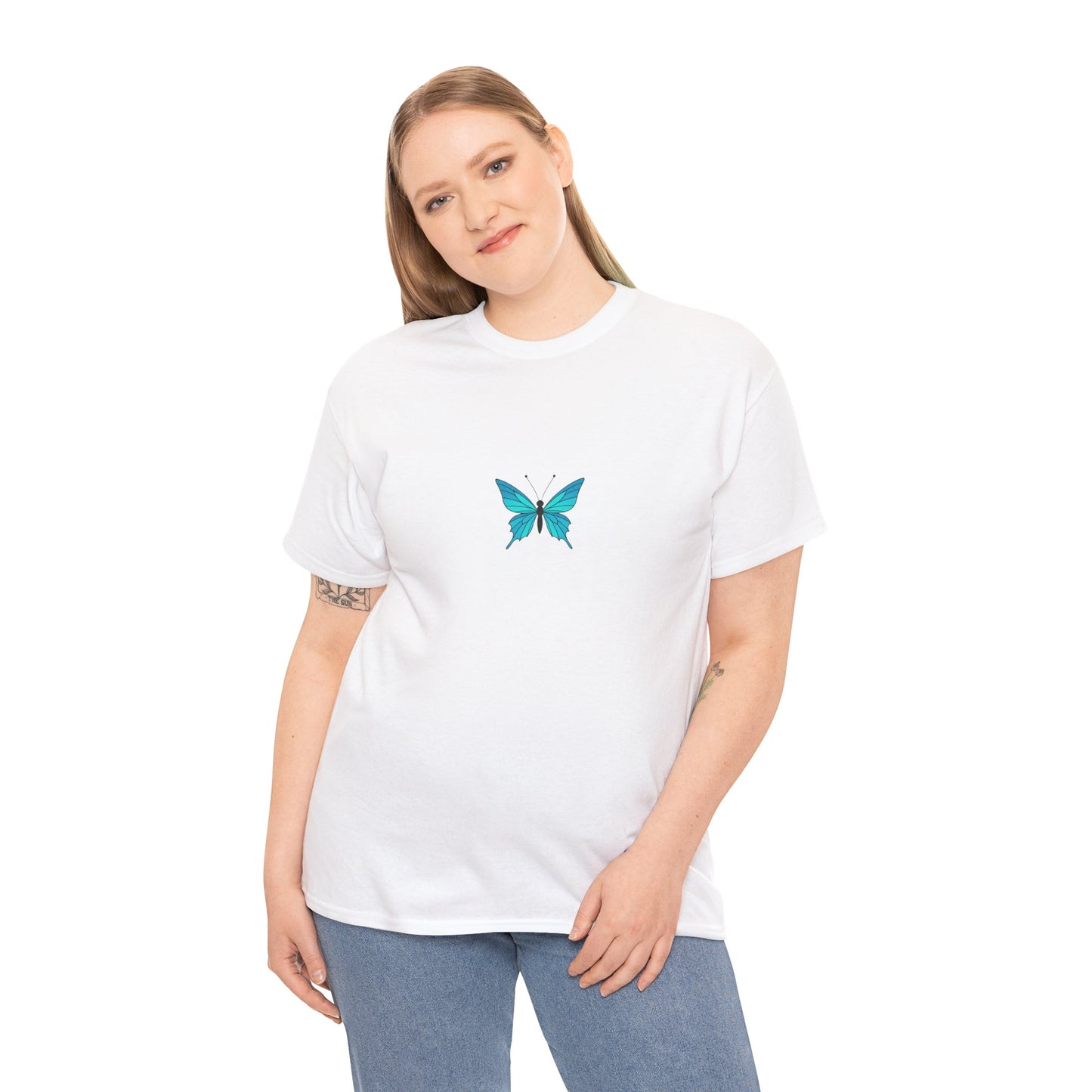 Blauer Schmetterling T-Shirt Unisex (Brustprint) – Farbintensives Butterfly Design | Natur-inspiriertes Shirt aus Baumwolle