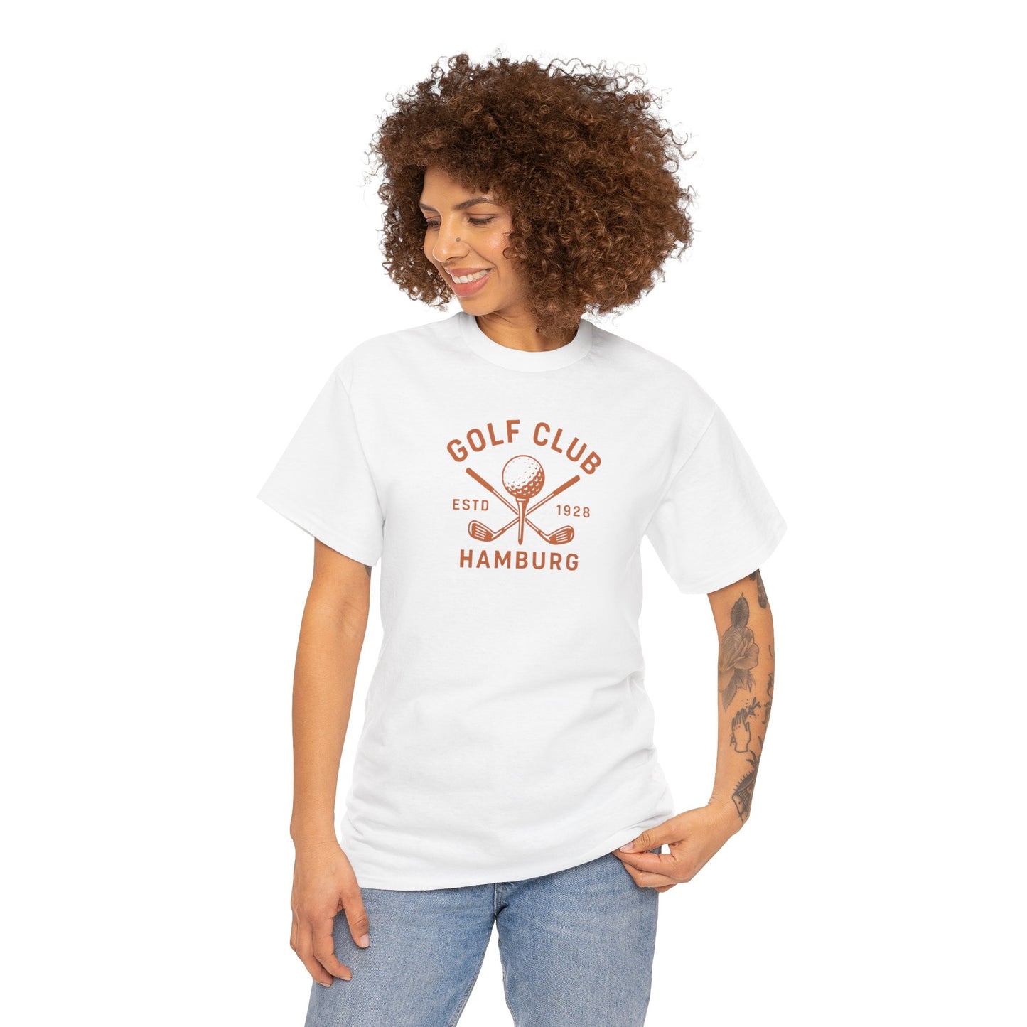 Vintage Golf Club Hamburg T-Shirt (Brustprint) – Estd. 1928 Retro Golfshirt für Herren & Damen