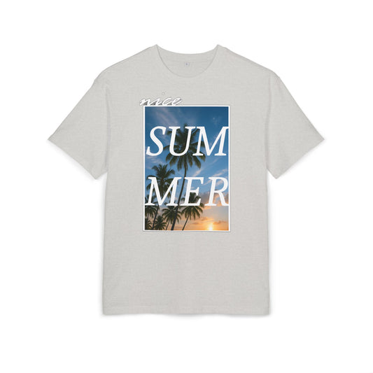 Nice Summer T-Shirt (Brustprint)– Palmendesign, Sonnenuntergang & Urlaubs-Vibes | Unisex Oversize Shirt für den Sommerlook