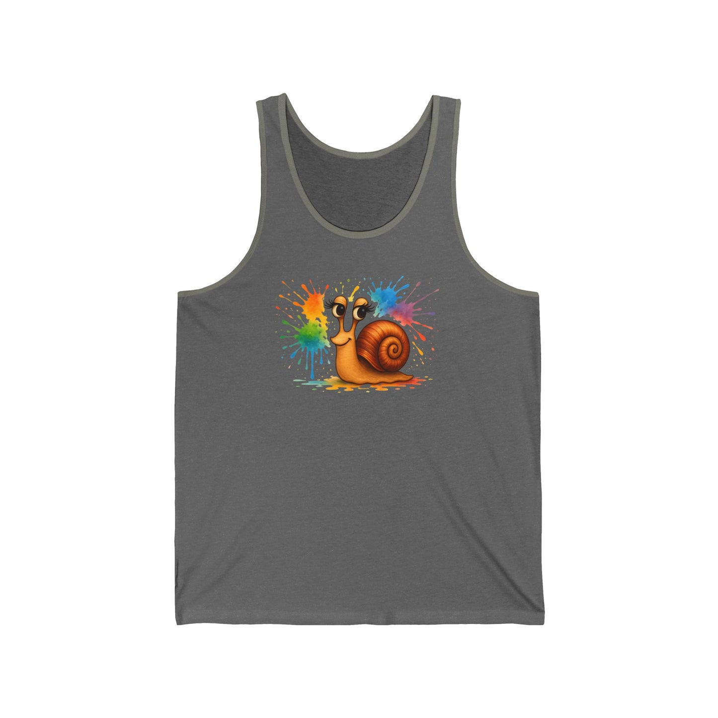Bunte Schnecke Damen Tanktop – Lustiges Cartoon-Design mit Regenbogen Farbklecksen