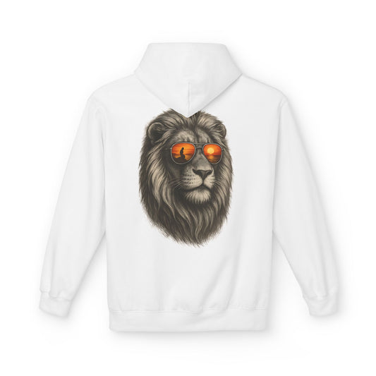 Löwen Hoodie Unisex (Rückenprint) – Stylischer Kapuzenpullover mit Sonnenbrillen-Löwe | Tiermotiv Streetwear für Damen & Herren