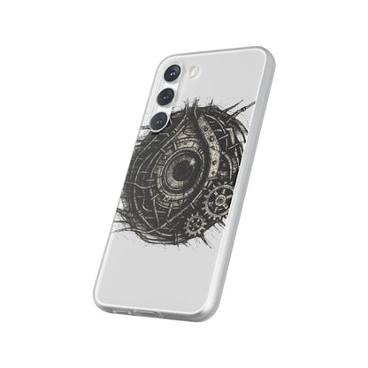 Biomechanisches Auge Handyhülle – Futuristisches Cyberpunk Design mit Zahnrädern & Kabeln | Schutzhülle für iPhone & Android