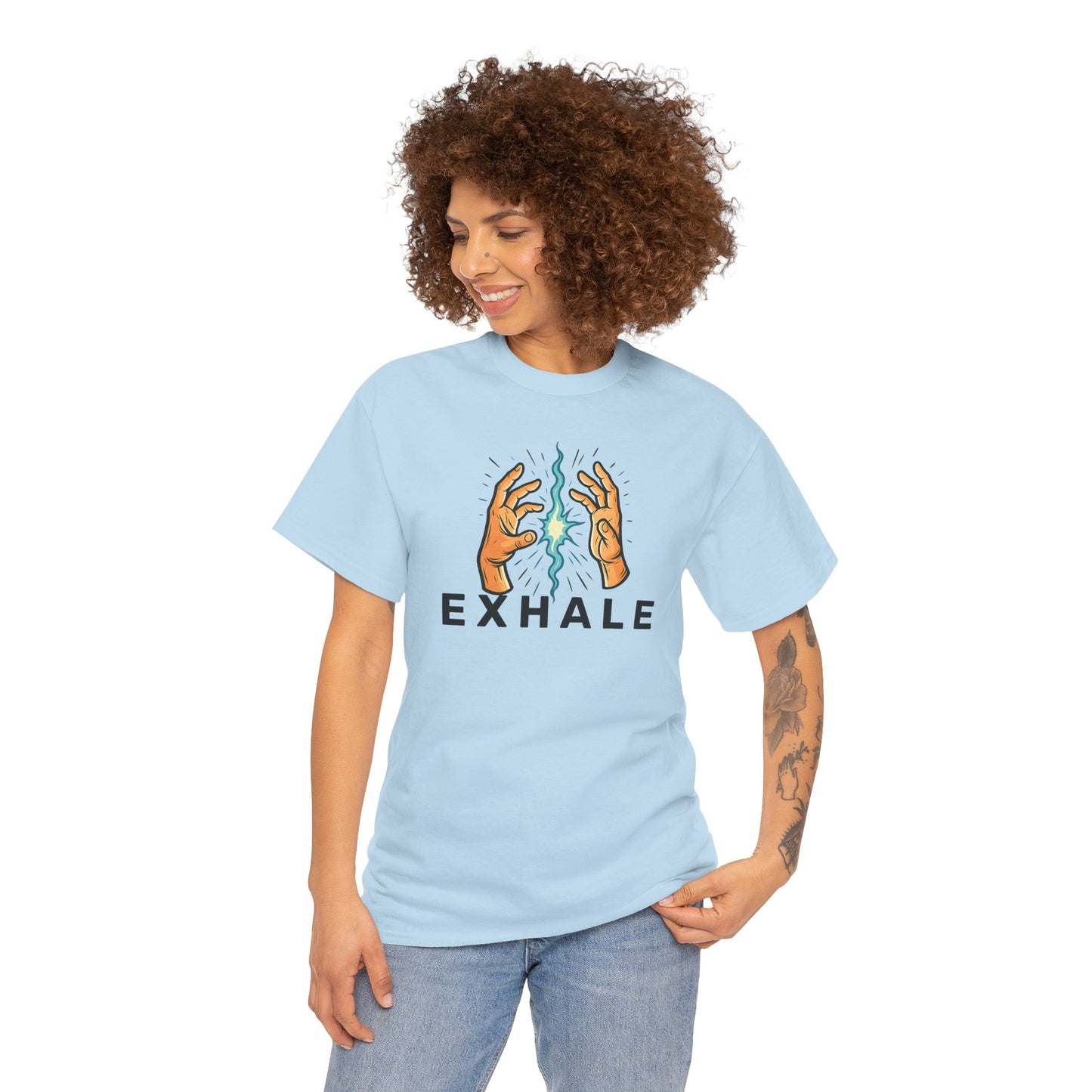 EXHALE T-Shirt (Brustprint) – Unisex Heavy Cotton Tee | Nachhaltige Streetwear mit Statement-Design