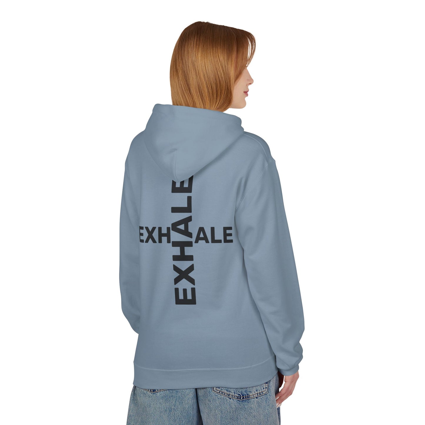 EXHALE Hoodie – Unisex Fleece Kapuzenpullover | Nachhaltige Streetwear mit Achtsamkeits-Statement