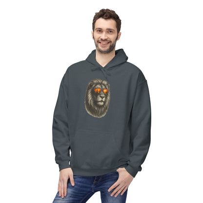 Löwen Hoodie Unisex (Brustprint) – Stylischer Kapuzenpullover mit Sonnenbrillen-Löwe | Tiermotiv Streetwear für Damen & Herren