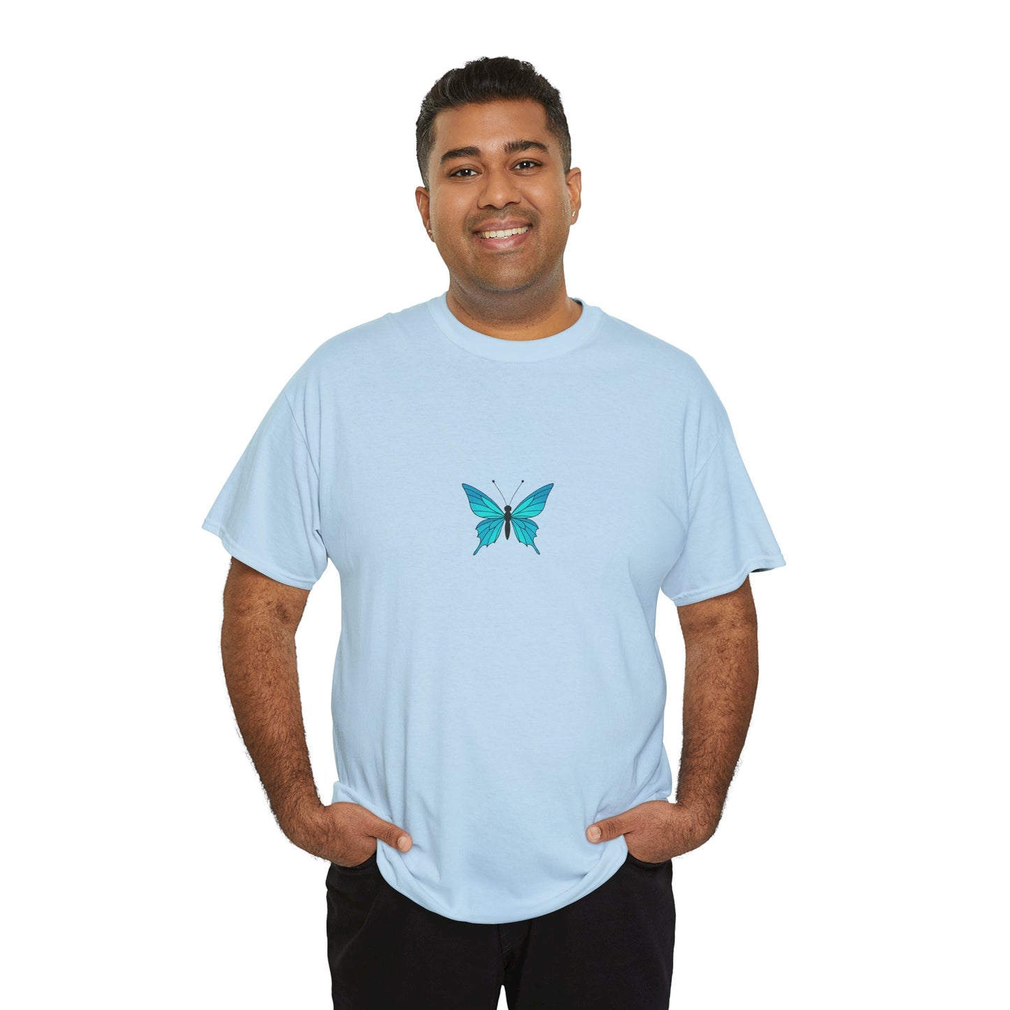 Blauer Schmetterling T-Shirt Unisex (Brustprint) – Farbintensives Butterfly Design | Natur-inspiriertes Shirt aus Baumwolle