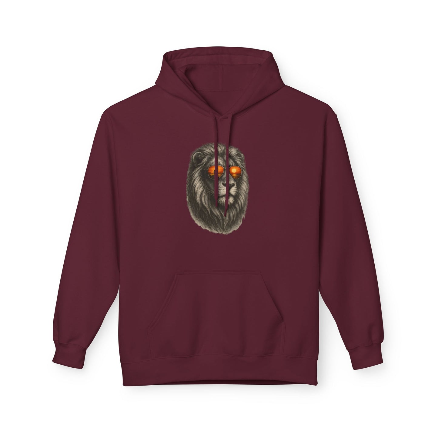 Löwen Hoodie Unisex (Brustprint) – Stylischer Kapuzenpullover mit Sonnenbrillen-Löwe | Tiermotiv Streetwear für Damen & Herren