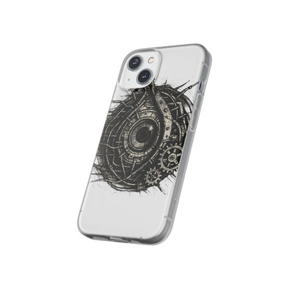 Biomechanisches Auge Handyhülle – Futuristisches Cyberpunk Design mit Zahnrädern & Kabeln | Schutzhülle für iPhone & Android