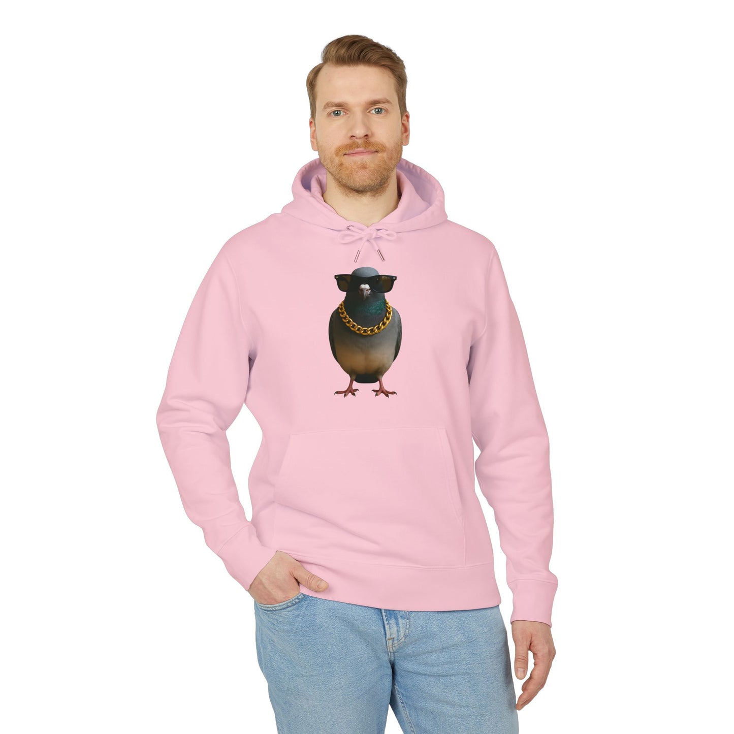 Gangster Taube Hoodie (Brustprint) – Lustiger Streetstyle Kapuzenpullover mit Vogel Motiv – Oversize Unisex Hoodie für Herren & Damen