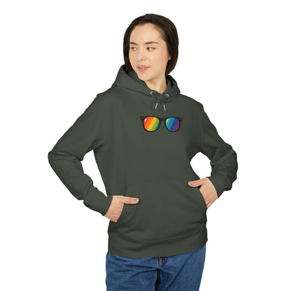 Regenbogen Sonnenbrille Hoodie (Brustprint) – Unisex Kapuzenpullover im bunten Pride Design für Festival & Streetwear