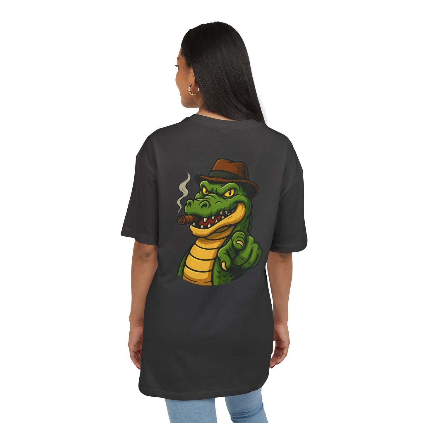 Gangster Alligator T-Shirt (Rückenprint) – Cooles Unisex Shirt mit Zigarren-Krokodil im Retro Comic Style