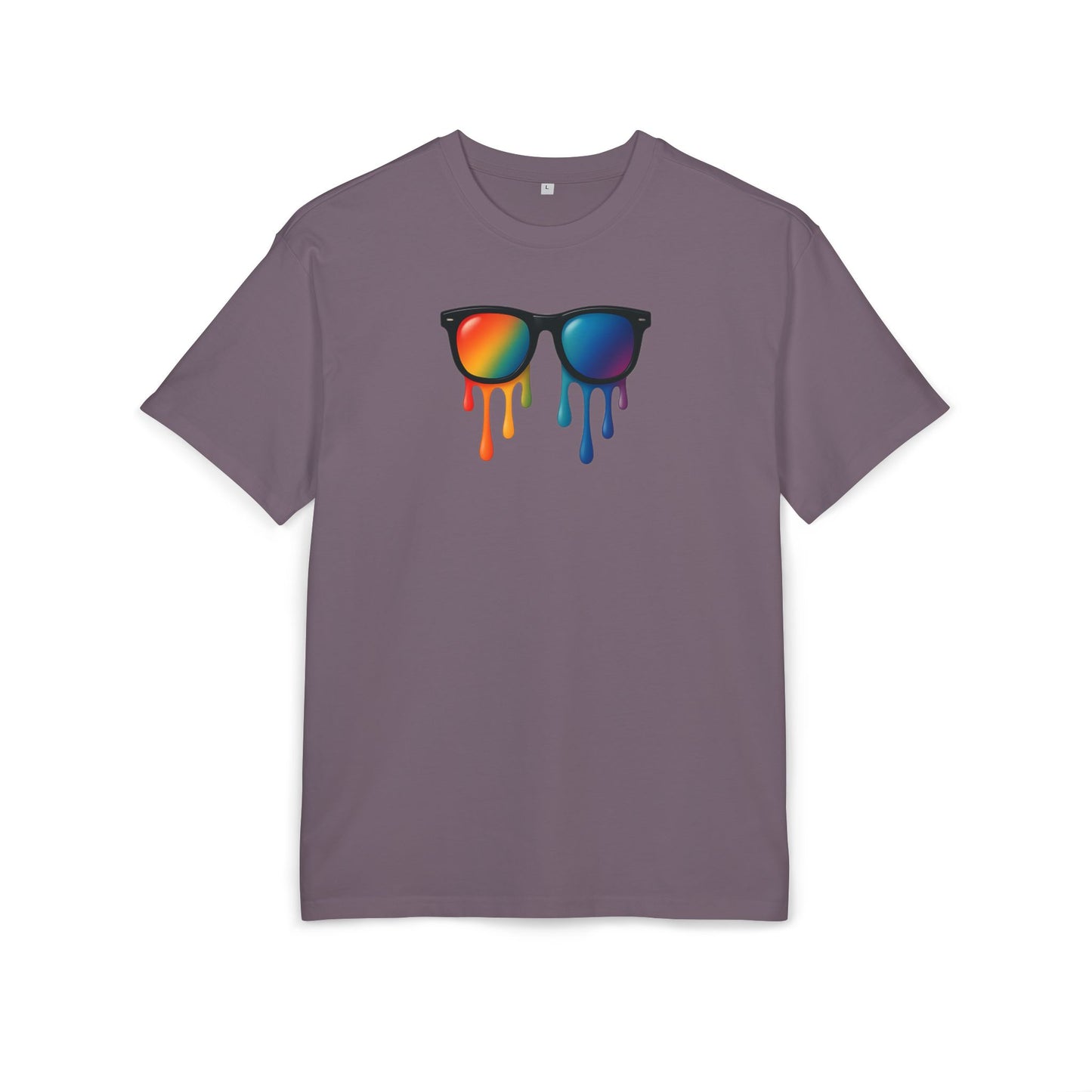 Melting Rainbow Shades T-Shirt (Brustprint) – Stylisches Unisex Shirt mit bunter Sonnenbrille & Farbverlauf | Cooles Sommer & Festival Design