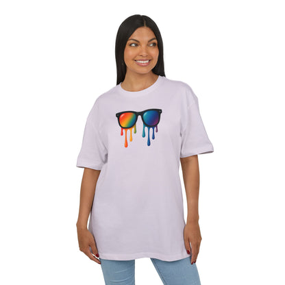 Melting Rainbow Shades T-Shirt (Brustprint) – Stylisches Unisex Shirt mit bunter Sonnenbrille & Farbverlauf | Cooles Sommer & Festival Design