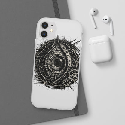 Biomechanisches Auge Handyhülle – Futuristisches Cyberpunk Design mit Zahnrädern & Kabeln | Schutzhülle für iPhone & Android