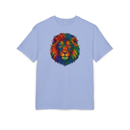 Buntes Löwen T-Shirt (Brustprint) – Psychedelisches Tiermotiv im Boho-Stil – Unisex Oversize Shirt für Kunst-, Natur- & Festival-Fans