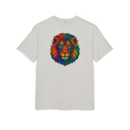 Buntes Löwen T-Shirt (Brustprint) – Psychedelisches Tiermotiv im Boho-Stil – Unisex Oversize Shirt für Kunst-, Natur- & Festival-Fans