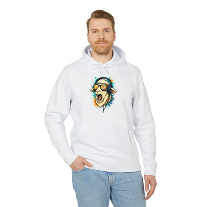 Lustiger Schaf Hoodie (Brustprint) – Unisex Kapuzenpullover mit Kopfhörer & Sonnenbrille – Musik Cartoon Streetwear für Tierfreunde