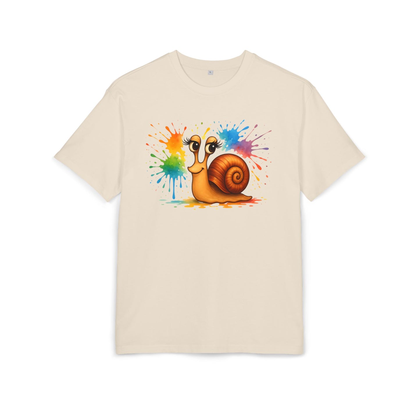 Bunte Schnecke T-Shirt (Brustprint) – Lustiges Unisex Shirt mit Farbklecks-Design für Tierfreunde & Kreative