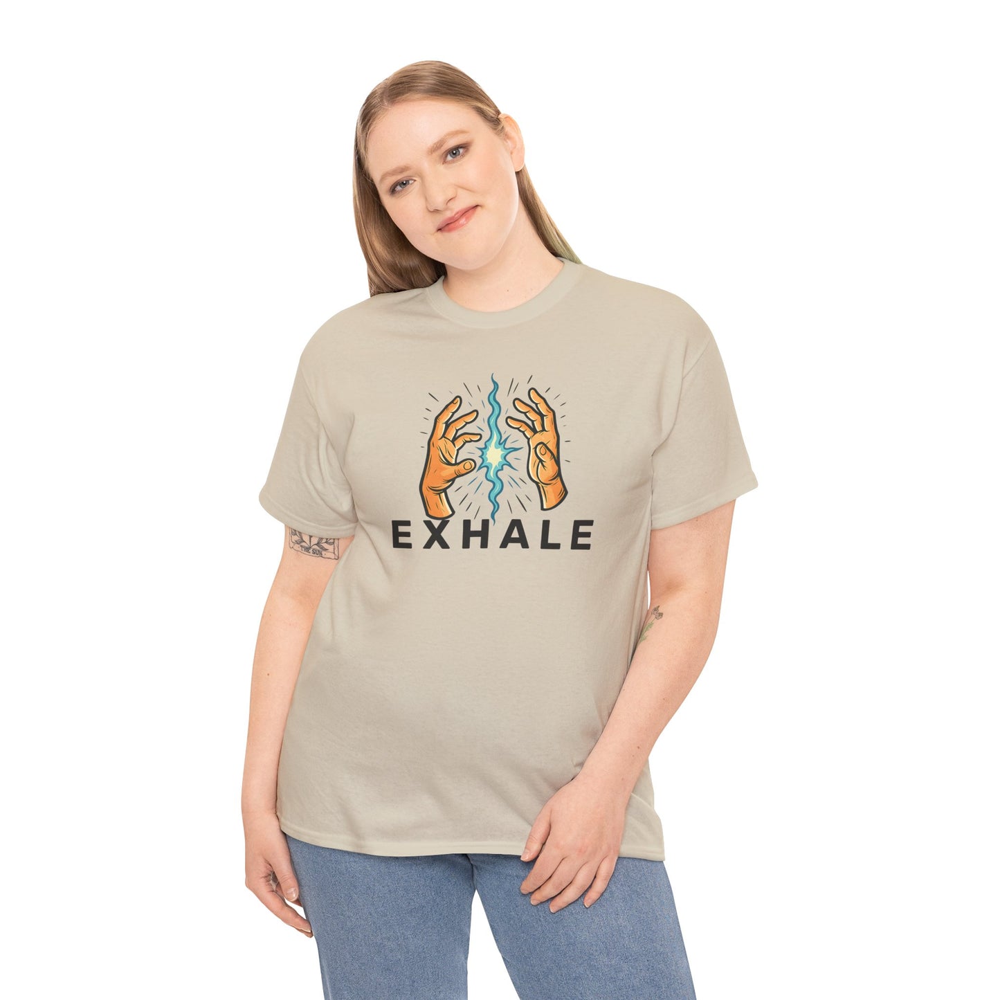 EXHALE T-Shirt (Brustprint) – Unisex Heavy Cotton Tee | Nachhaltige Streetwear mit Statement-Design
