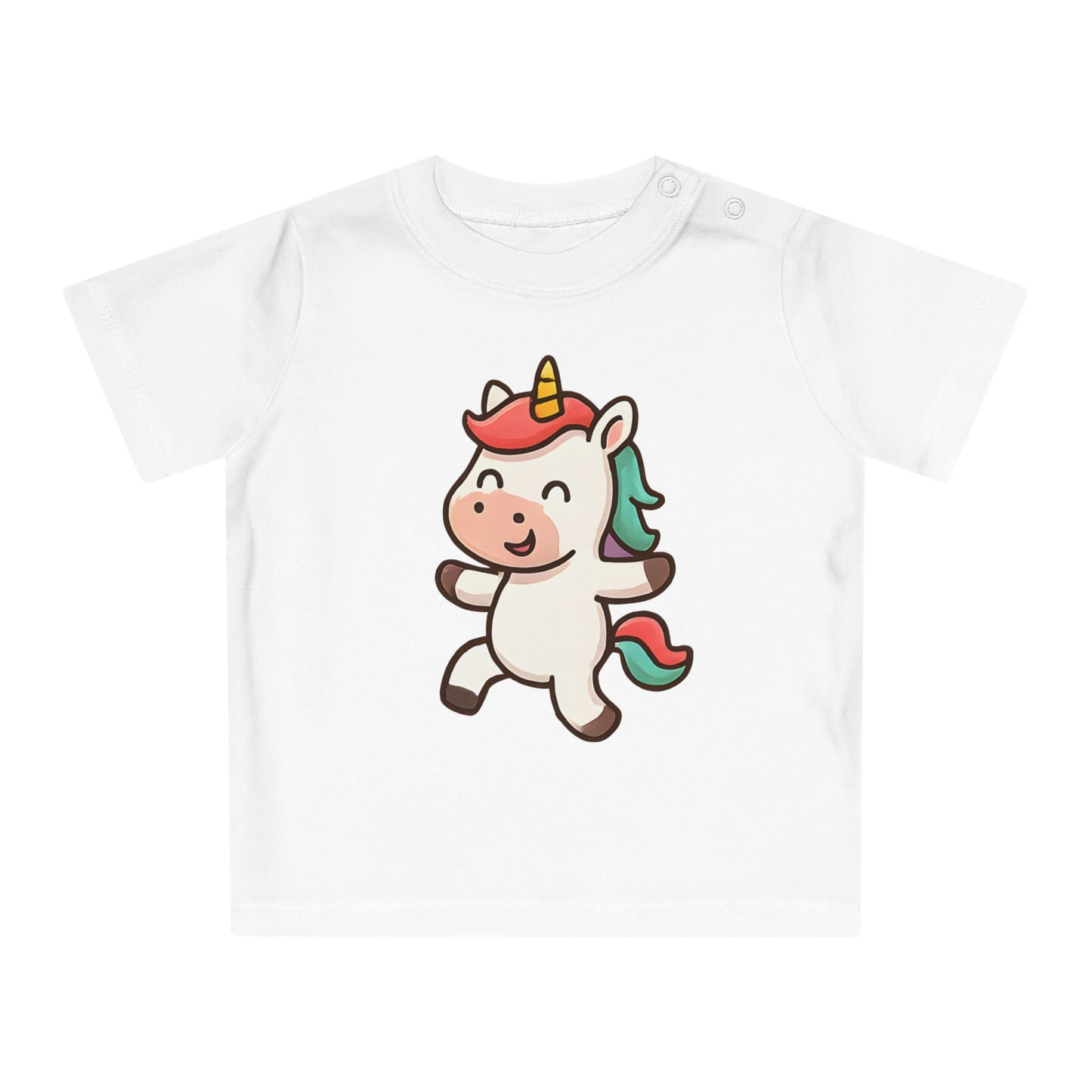 Baby T-Shirt „Happy Unicorn“ – Süßes Einhorn-Motiv, Bio-Baumwolle, nachhaltige Babybekleidung für kleine Träumer