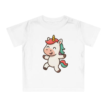 Baby T-Shirt „Happy Unicorn“ – Süßes Einhorn-Motiv, Bio-Baumwolle, nachhaltige Babybekleidung für kleine Träumer