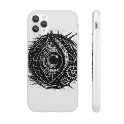 Biomechanisches Auge Handyhülle – Futuristisches Cyberpunk Design mit Zahnrädern & Kabeln | Schutzhülle für iPhone & Android