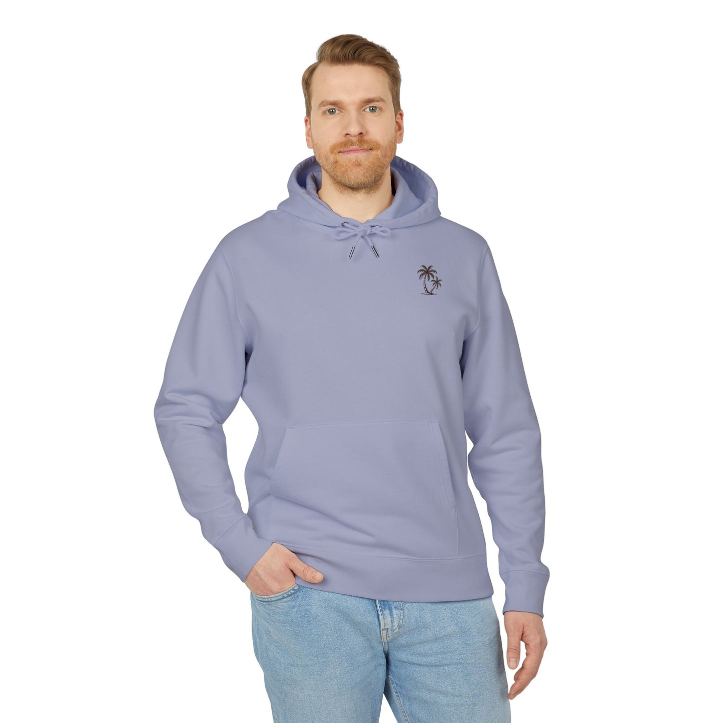 Palmen Hoodie Unisex (Rückenprint) – Tropischer Kapuzenpullover im Strand-Design | Sommerlicher Boho Look aus Baumwolle
