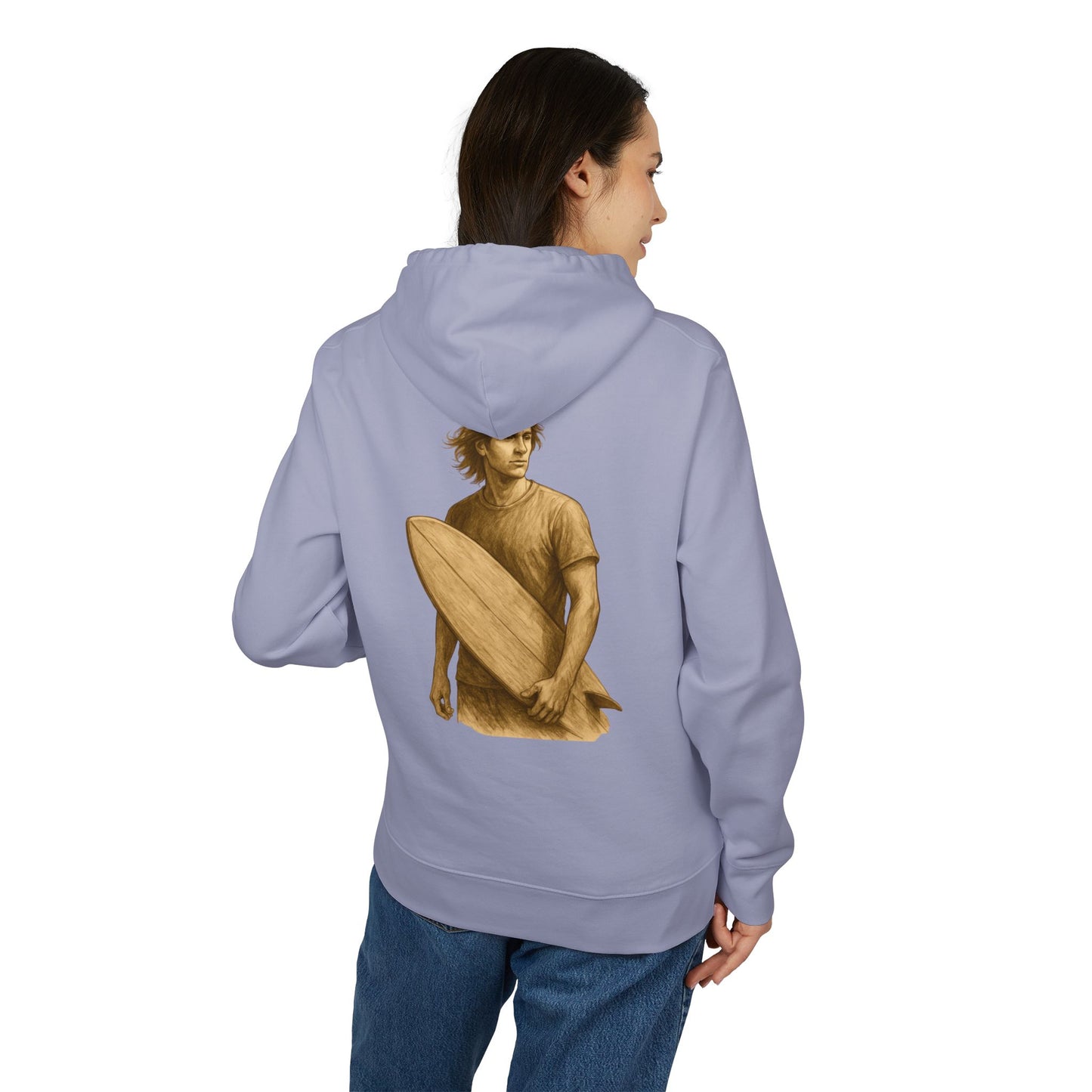 Surfer Hoodie Unisex (Rückenprint) – Oversized Kapuzenpullover mit Surfer-Print | Retro Beach Style für Männer & Frauen