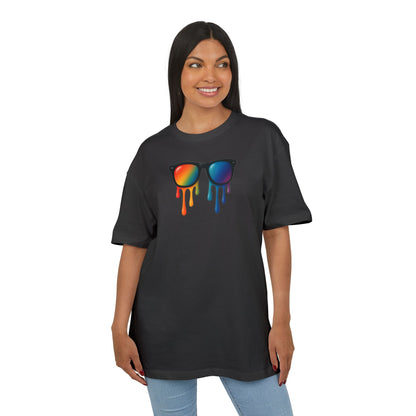 Melting Rainbow Shades T-Shirt (Brustprint) – Stylisches Unisex Shirt mit bunter Sonnenbrille & Farbverlauf | Cooles Sommer & Festival Design