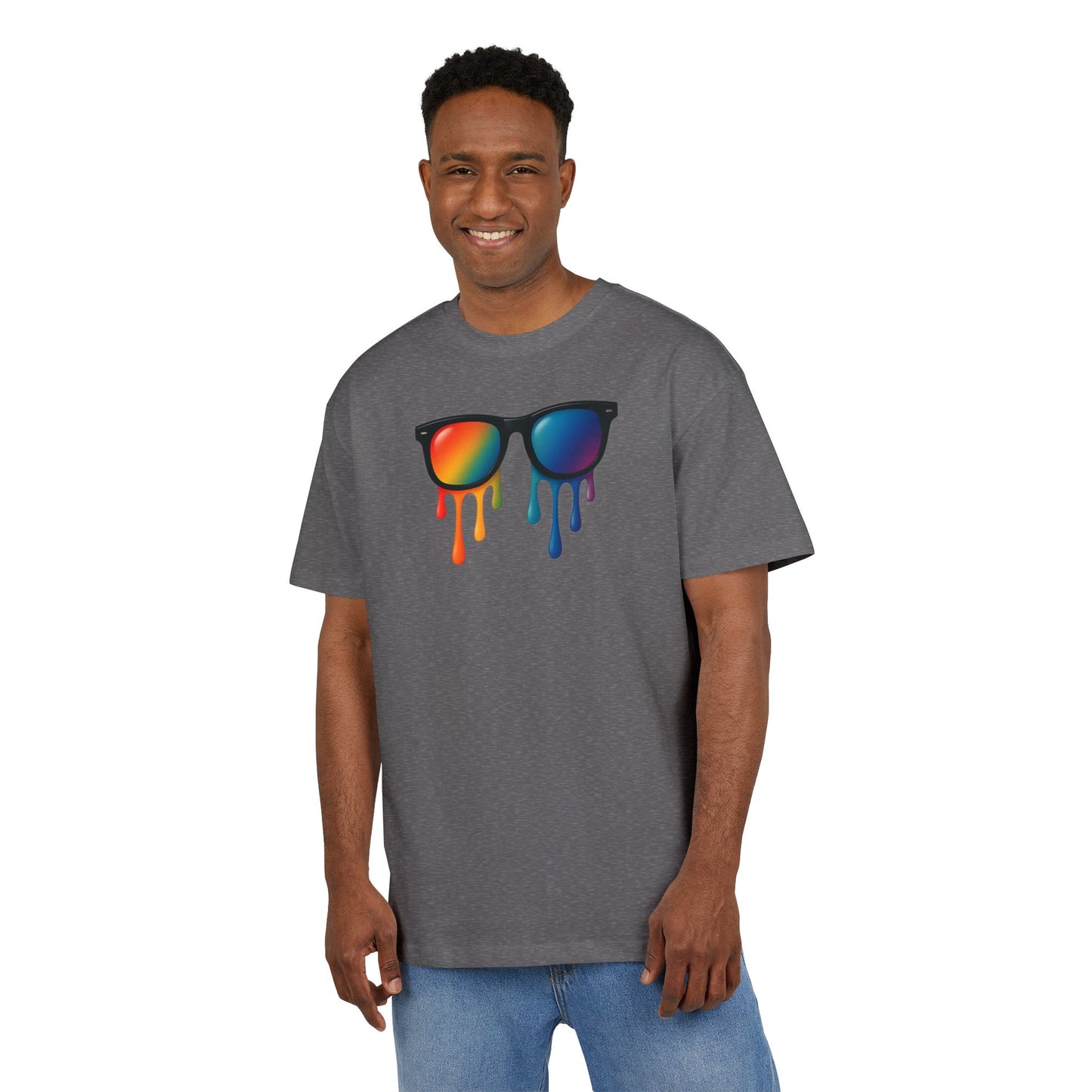 Melting Rainbow Shades T-Shirt (Brustprint) – Stylisches Unisex Shirt mit bunter Sonnenbrille & Farbverlauf | Cooles Sommer & Festival Design