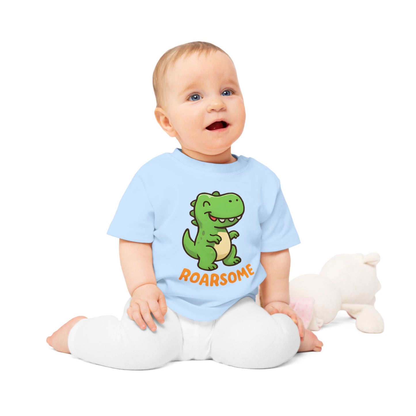 Baby T-Shirt „Roarsome Dino“ – Bio-Baumwolle, süßes Dinosaurier-Motiv, nachhaltige Babybekleidung
