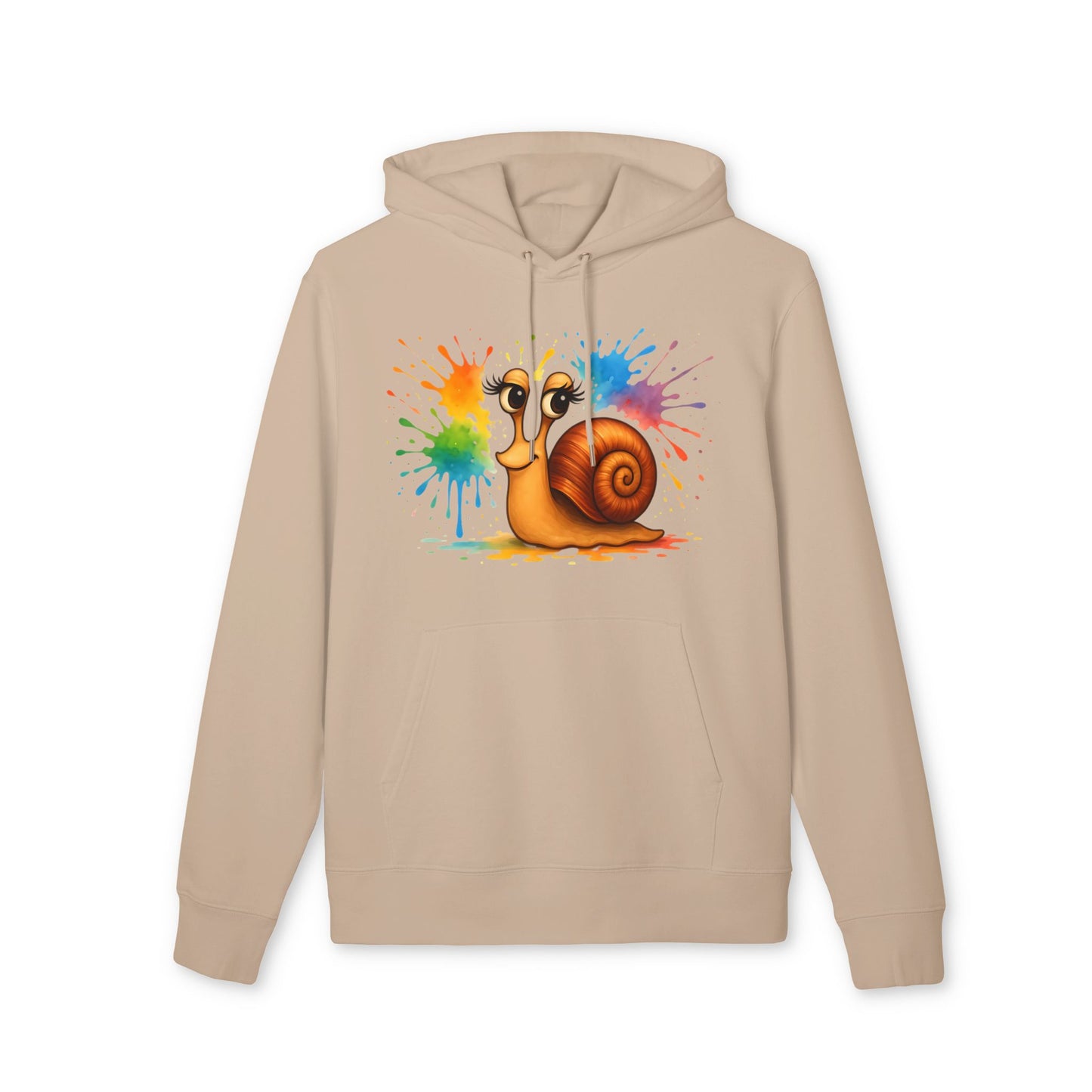 Bunter Schnecken Hoodie (Brustprint) – Lustiger Unisex Kapuzenpullover mit Farbklecks-Design für Kreative & Tierfreunde