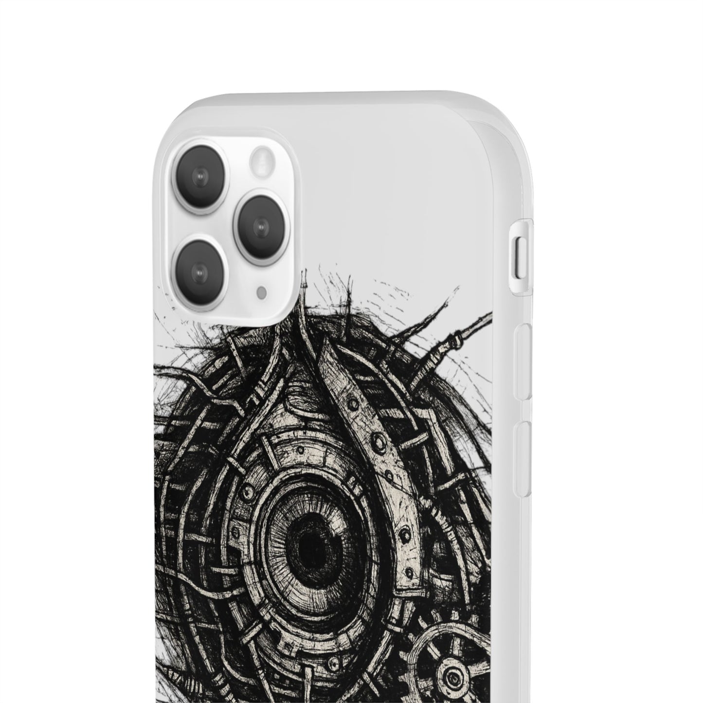Biomechanisches Auge Handyhülle – Futuristisches Cyberpunk Design mit Zahnrädern & Kabeln | Schutzhülle für iPhone & Android