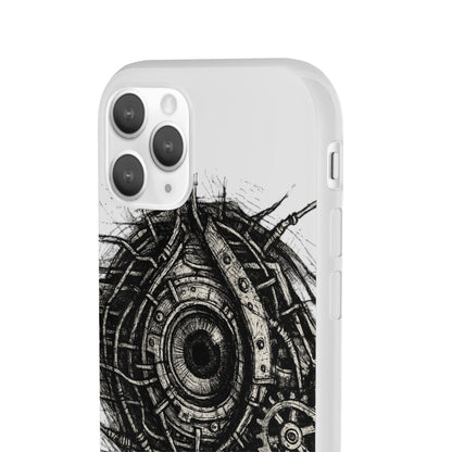 Biomechanisches Auge Handyhülle – Futuristisches Cyberpunk Design mit Zahnrädern & Kabeln | Schutzhülle für iPhone & Android