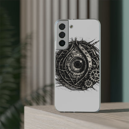 Biomechanisches Auge Handyhülle – Futuristisches Cyberpunk Design mit Zahnrädern & Kabeln | Schutzhülle für iPhone & Android