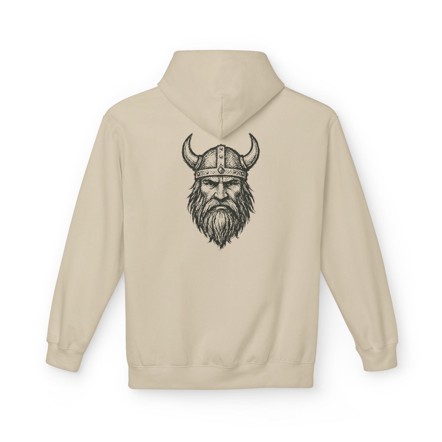 Wikinger Hoodie Unisex – Nordic Warrior Kapuzenpullover mit Bart & Helm Design | Viking Streetwear