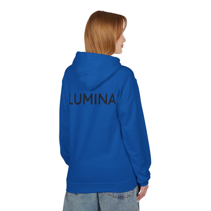 LUMINA Hoodie Unisex (Rückenprint) – Nachhaltiger Midweight Fleece Kapuzenpullover mit Kängurutasche, Fair & OEKO-TEX zertifiziert
