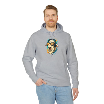 Lustiger Schaf Hoodie (Brustprint) – Unisex Kapuzenpullover mit Kopfhörer & Sonnenbrille – Musik Cartoon Streetwear für Tierfreunde