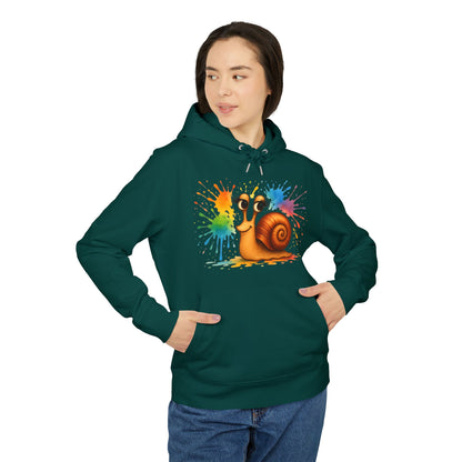 Bunter Schnecken Hoodie (Brustprint) – Lustiger Unisex Kapuzenpullover mit Farbklecks-Design für Kreative & Tierfreunde