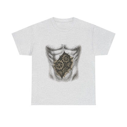Biomechanik T-Shirt Unisex (Brustprint) – Realistisches Zahnräder-in-der-Haut Design | Steampunk & Cyborg Look für Technikfans