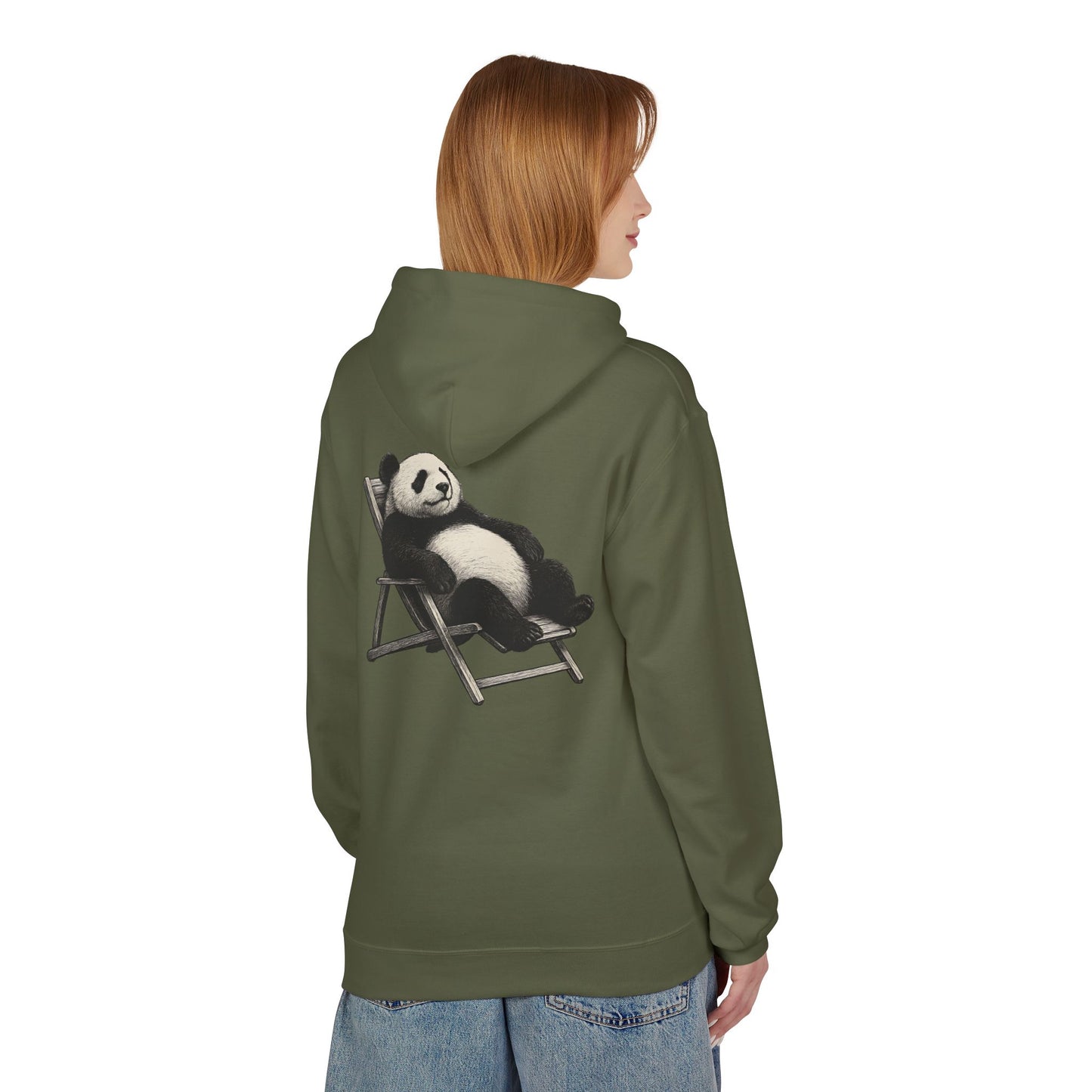 Chillender Panda (Rückenprint) - Unisex Midweight Fleece | Nachhaltige Streetwear mit Komfort & Stil